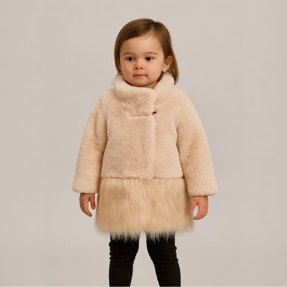 Toddler Rose Faux Fur Coat – Girls’ 2T Winter Holiday Special Occasion